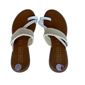 Italian Shoemakers Women's White Sandals size 9 vacation rattan espadrille wrap